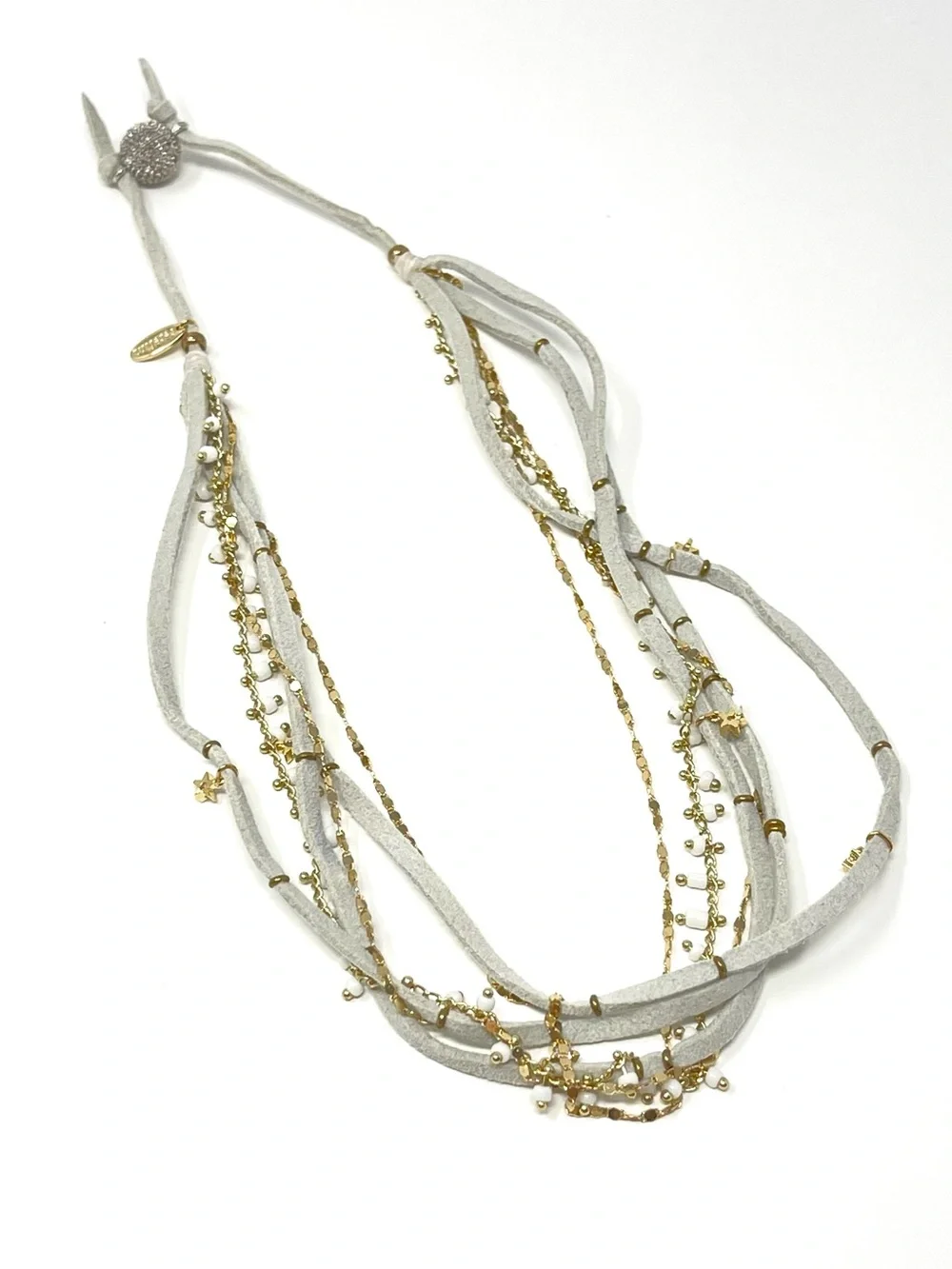New Anthropologie x Serefina Leather Layered Gold Necklace - Picture 2 of 5